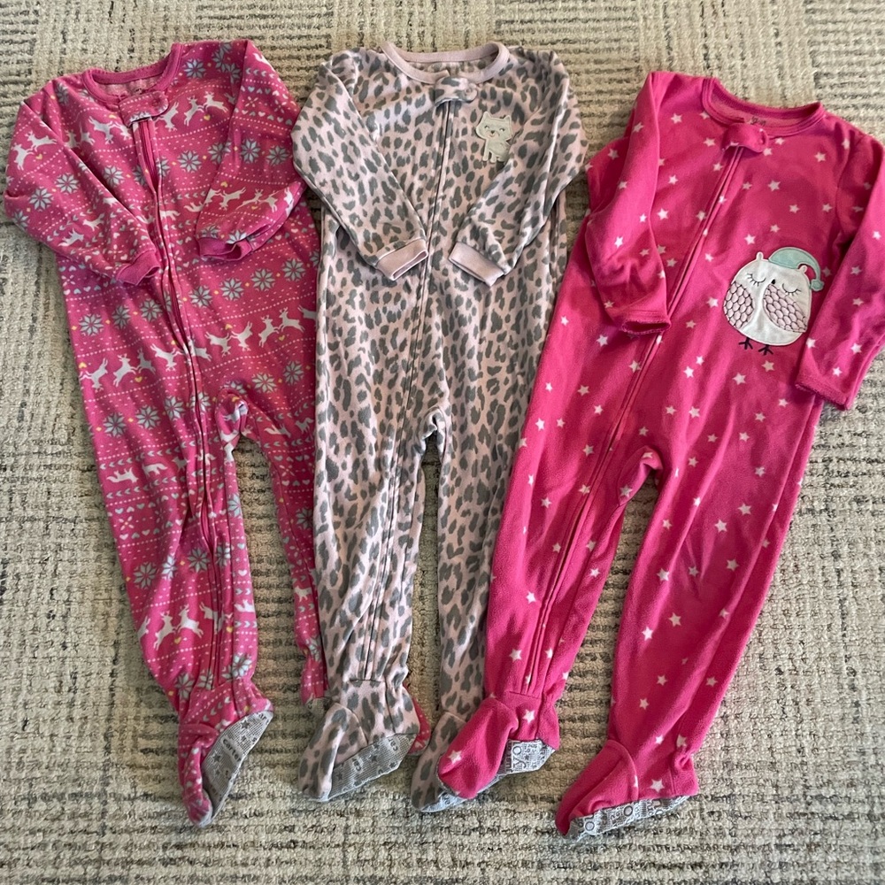 Carter's Pink and Gray Kids Footies Set